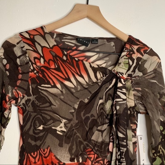 Tribal Boat Neck Butterfly Abstract Print Top Sz S - Picture 3 of 9